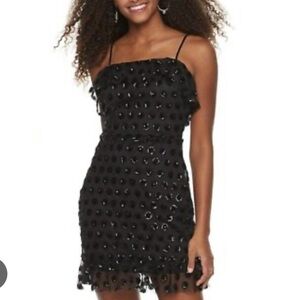 Trixxi Womens Juniors Ruffled Sequin Cocktail and Party Dress Size 3